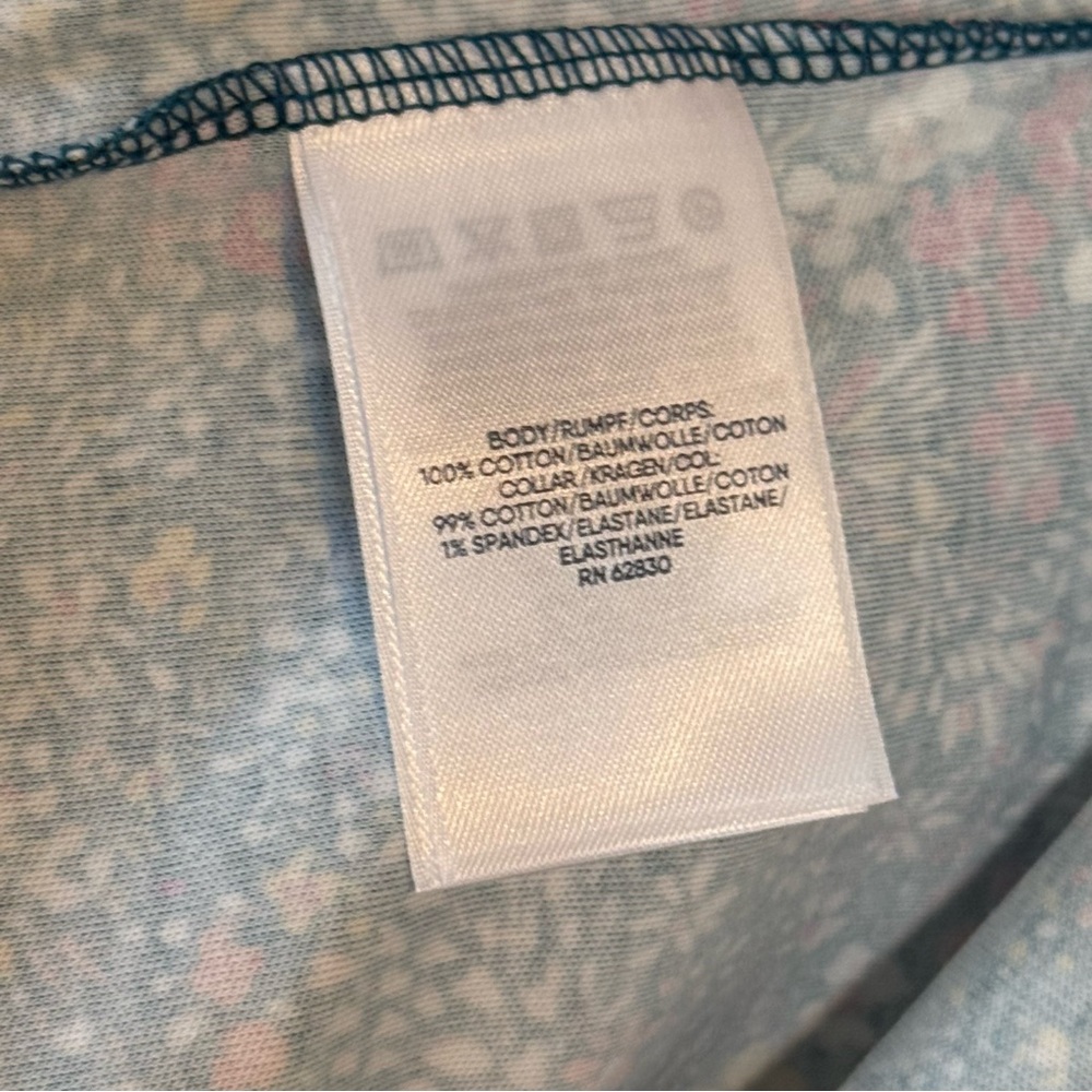 Lands' End Supima Cotton Short Sleeve Polo Shirt Baltic Teal Ditsy Floral NWT - Picture 11 of 13